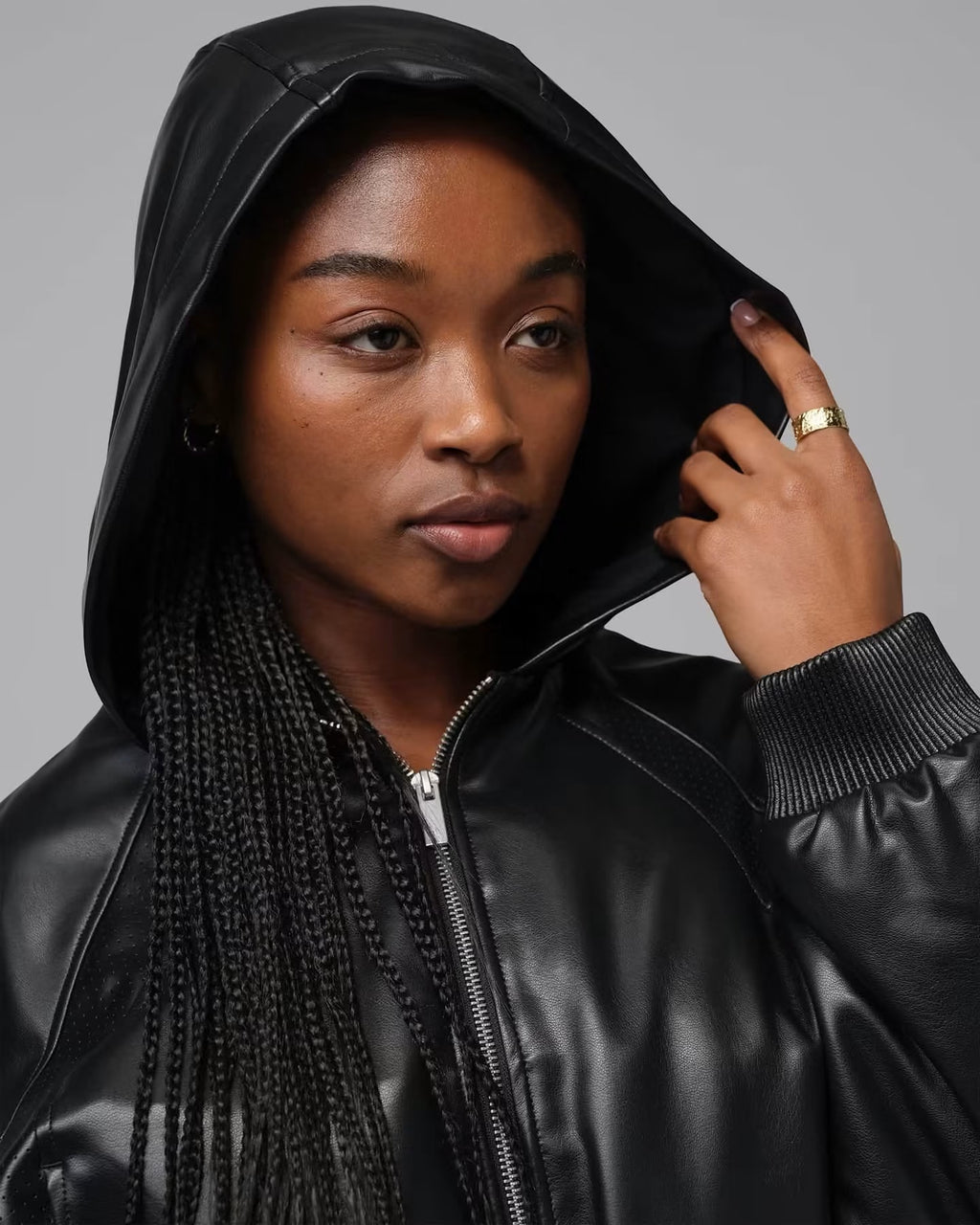 Jordan Faux Chaqueta de Cuero Mujer