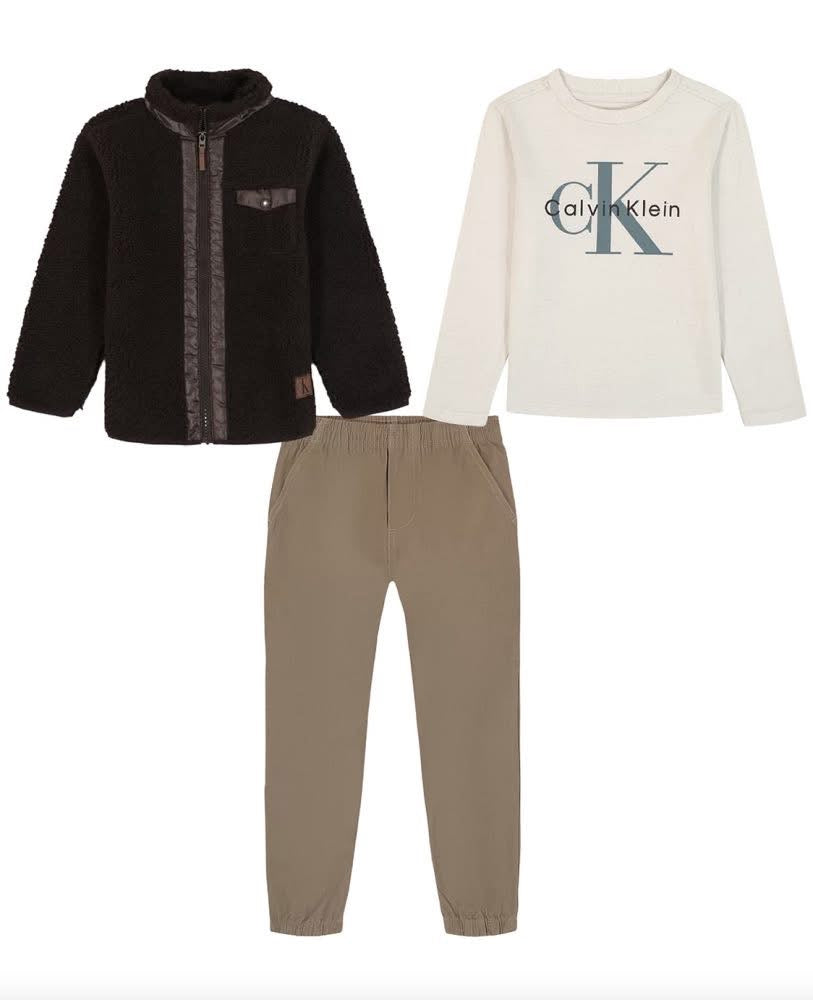 Calvin Klein Set Niño . Sherpa-Polera-Pantalon