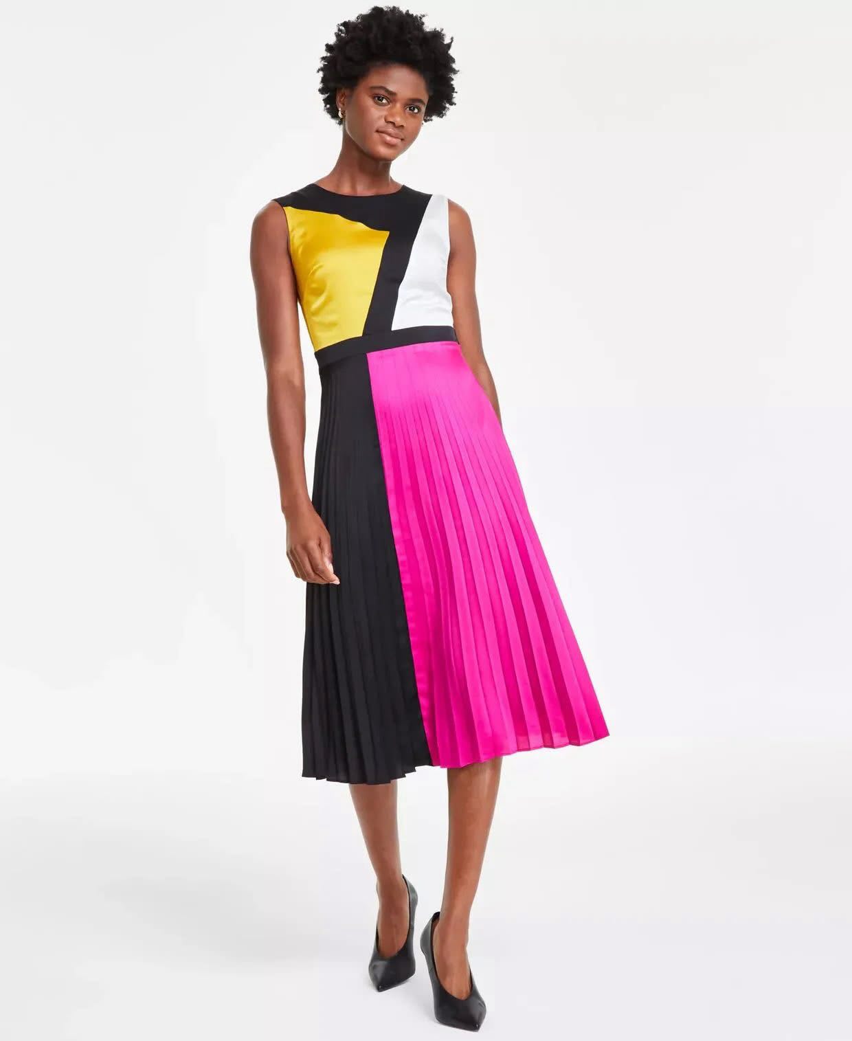 Vestido KARL LAGERFELD PARIS Mujer Satin Colorblocked Midi