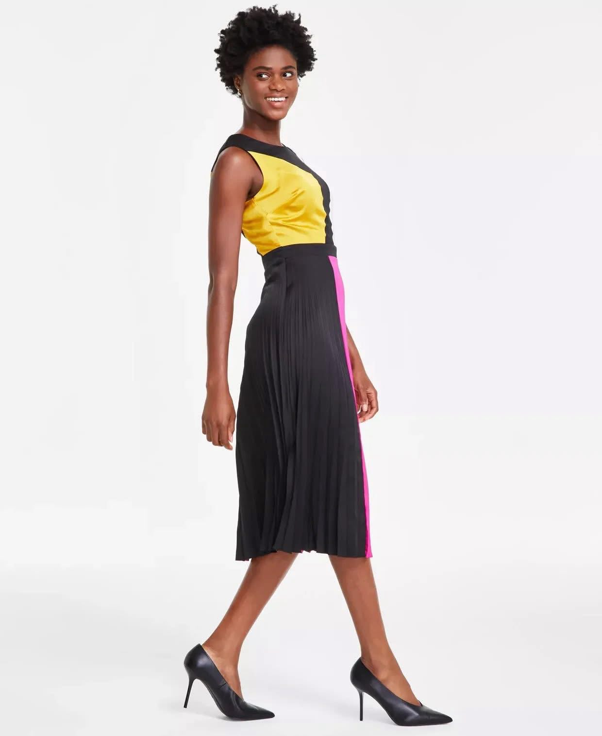 Vestido KARL LAGERFELD PARIS Mujer Satin Colorblocked Midi